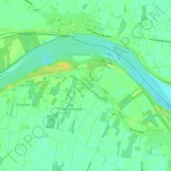 Mappa topografica Borgofranco sul Po, altitudine, rilievo