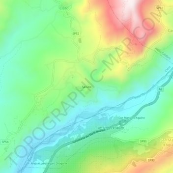 Mappa topografica Savuto, altitudine, rilievo