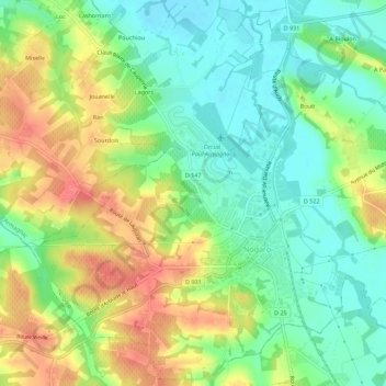 Mappa topografica Billau, altitudine, rilievo