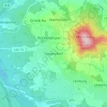 Mappa topografica Diepersdorf, altitudine, rilievo