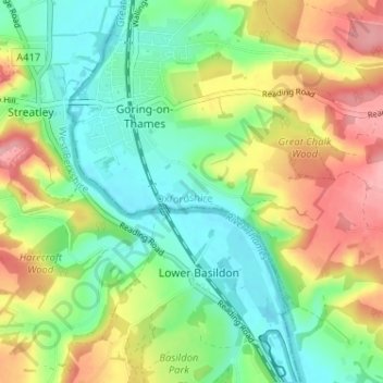 Mappa topografica Gatehampton, altitudine, rilievo