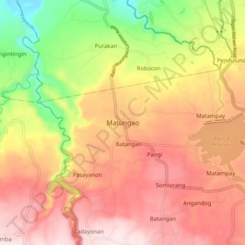 Mappa topografica Matungao, altitudine, rilievo
