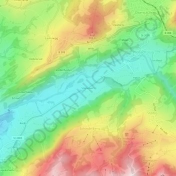 Mappa topografica Steinebach, altitudine, rilievo