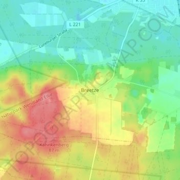 Mappa topografica Breetze, altitudine, rilievo