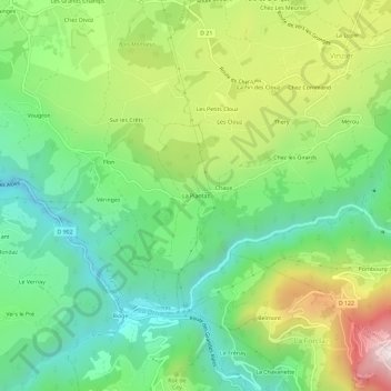 Mappa topografica La Plantaz, altitudine, rilievo