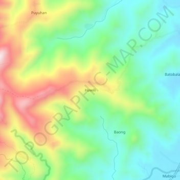 Mappa topografica Hawili, altitudine, rilievo