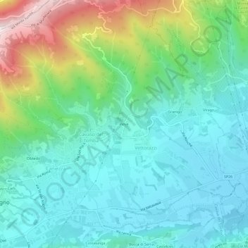 Mappa topografica Pieve, altitudine, rilievo