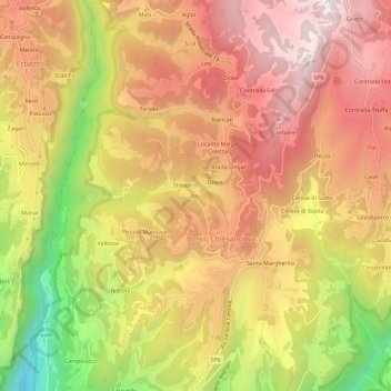 Mappa topografica Tasi, altitudine, rilievo