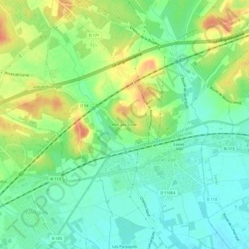 Mappa topografica Mas des Caves, altitudine, rilievo