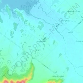 Mappa topografica Unión Victoria, altitudine, rilievo