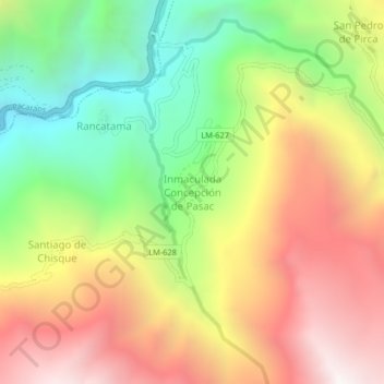 Mappa topografica Inmaculada Concepción de Pasac, altitudine, rilievo