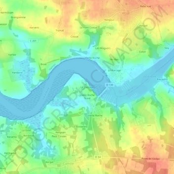 Mappa topografica Le Passage, altitudine, rilievo