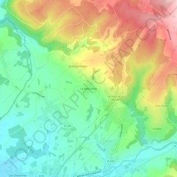 Mappa topografica Le Petit Fahys, altitudine, rilievo