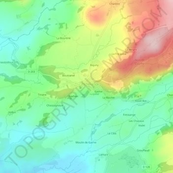 Mappa topografica Le Bourg, altitudine, rilievo