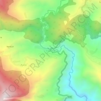 Mappa topografica Charma, altitudine, rilievo