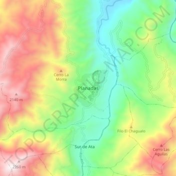 Mappa topografica Planadas, altitudine, rilievo