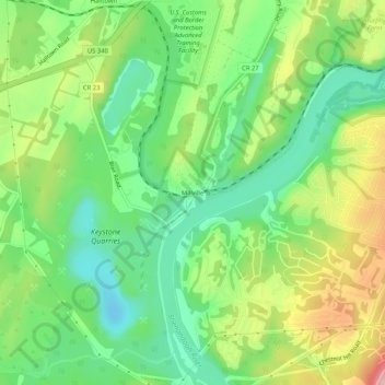 Mappa topografica Millville, altitudine, rilievo