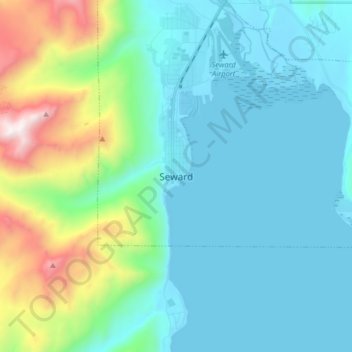 Mappa topografica Seward, altitudine, rilievo