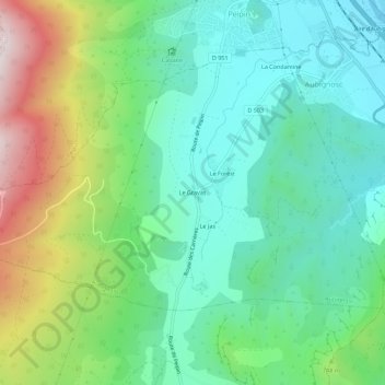 Mappa topografica Le Gravas, altitudine, rilievo