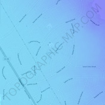 Mappa topografica Salton City, altitudine, rilievo