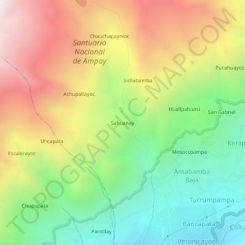 Mappa topografica Sahuanay, altitudine, rilievo