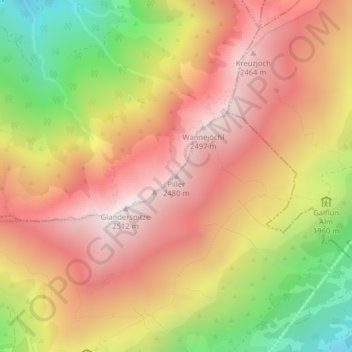 Mappa topografica Piller, altitudine, rilievo