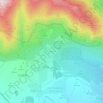 Mappa topografica Mataelpino, altitudine, rilievo