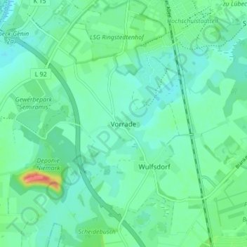 Mappa topografica Vorrade, altitudine, rilievo