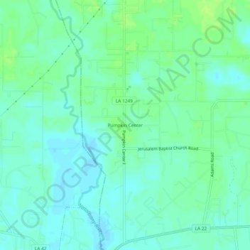 Mappa topografica Pumpkin Center, altitudine, rilievo