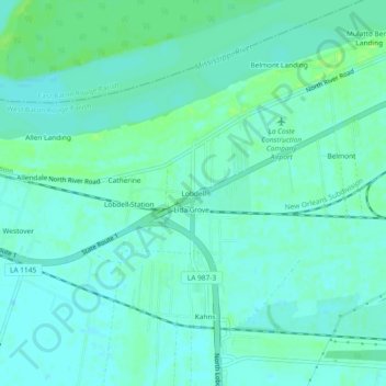 Mappa topografica Lobdell, altitudine, rilievo