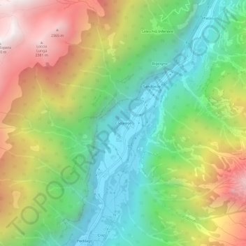 Mappa topografica Cadarese, altitudine, rilievo