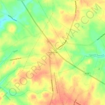 Mappa topografica Cochranville, altitudine, rilievo