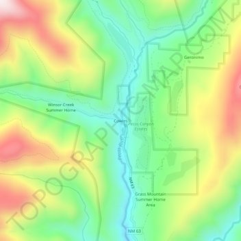 Mappa topografica Cowles, altitudine, rilievo