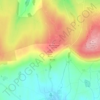 Mappa topografica Orton Scar, altitudine, rilievo