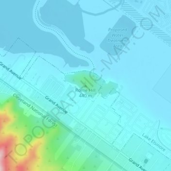 Mappa topografica Rome Hill, altitudine, rilievo