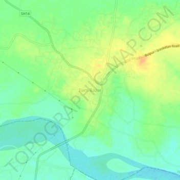 Mappa topografica Ilam Bazar, altitudine, rilievo