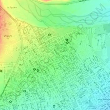Mappa topografica campo verde, altitudine, rilievo