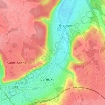 Mappa topografica La Cavée Rouge, altitudine, rilievo