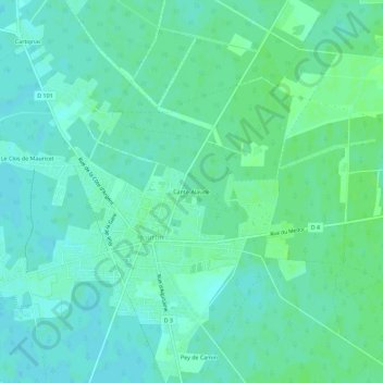 Mappa topografica Cante-Alaude, altitudine, rilievo