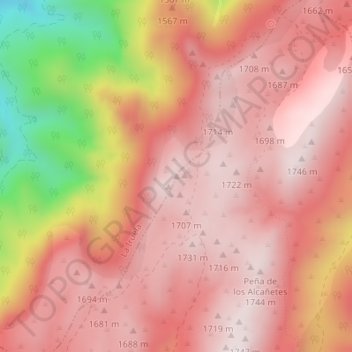 Mappa topografica Calarilla, altitudine, rilievo