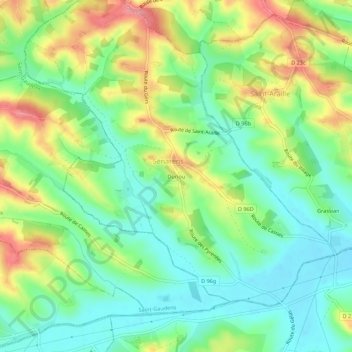 Mappa topografica Duriou, altitudine, rilievo