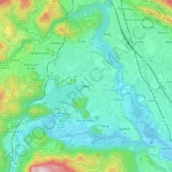 Mappa topografica Bled, altitudine, rilievo