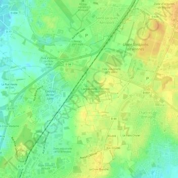 Mappa topografica Lormandière, altitudine, rilievo