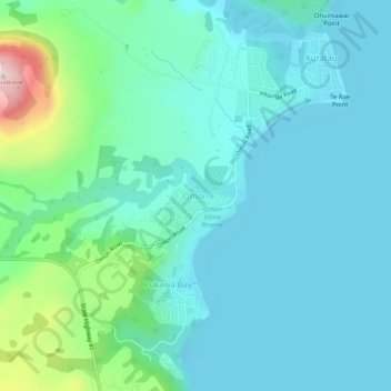 Mappa topografica Omori, altitudine, rilievo