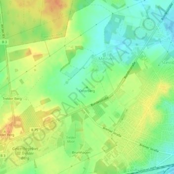 Mappa topografica Osterberg, altitudine, rilievo