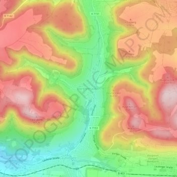 Mappa topografica Margrethausen, altitudine, rilievo