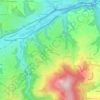Mappa topografica Granger, altitudine, rilievo