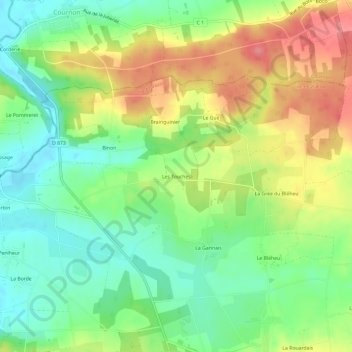 Mappa topografica Les Touches, altitudine, rilievo