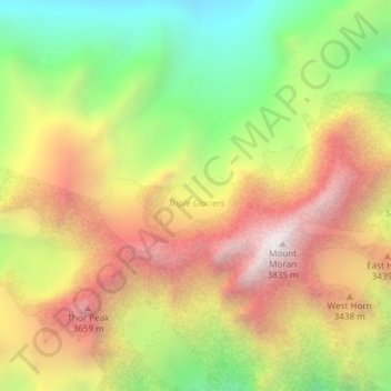 Mappa topografica Triple Glaciers, altitudine, rilievo