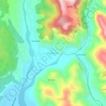 Mappa topografica Maldevta, altitudine, rilievo